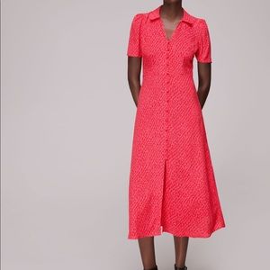 Whistles Pink Rowan Diagonal Print Midi Dress